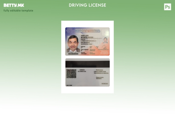 Шаблон за возачка дозвола од Доминиканската Република во модерен стил